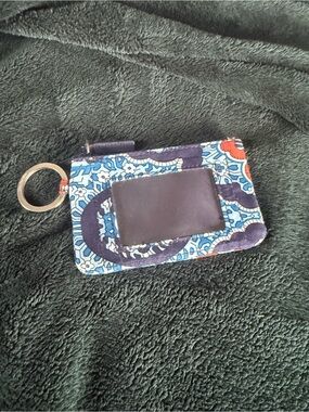 Vera Bradley Blue Card Holder Keyring with ID Window